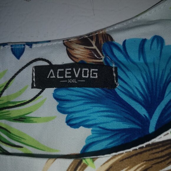 NWT Acevog Ladies Flower Print Size XXL Sleeveless Fit & Flare Dress - Picture 3 of 6